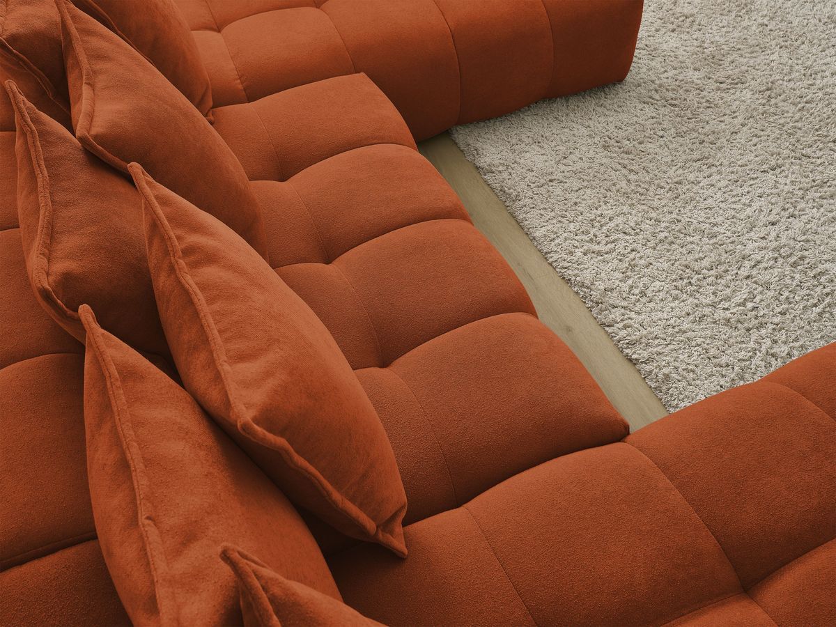 Bobochic Everest Wohnlandschaft, 14 Kissen Strukturstoff Orange Ecke links
