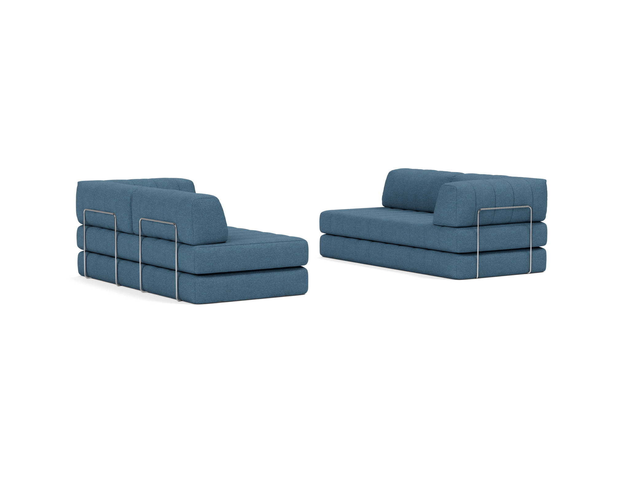 Eck-Schlafsofa CozyPad L-Form mit Armlehne Strukturierter Stoff Weda 302-Weda-Blue