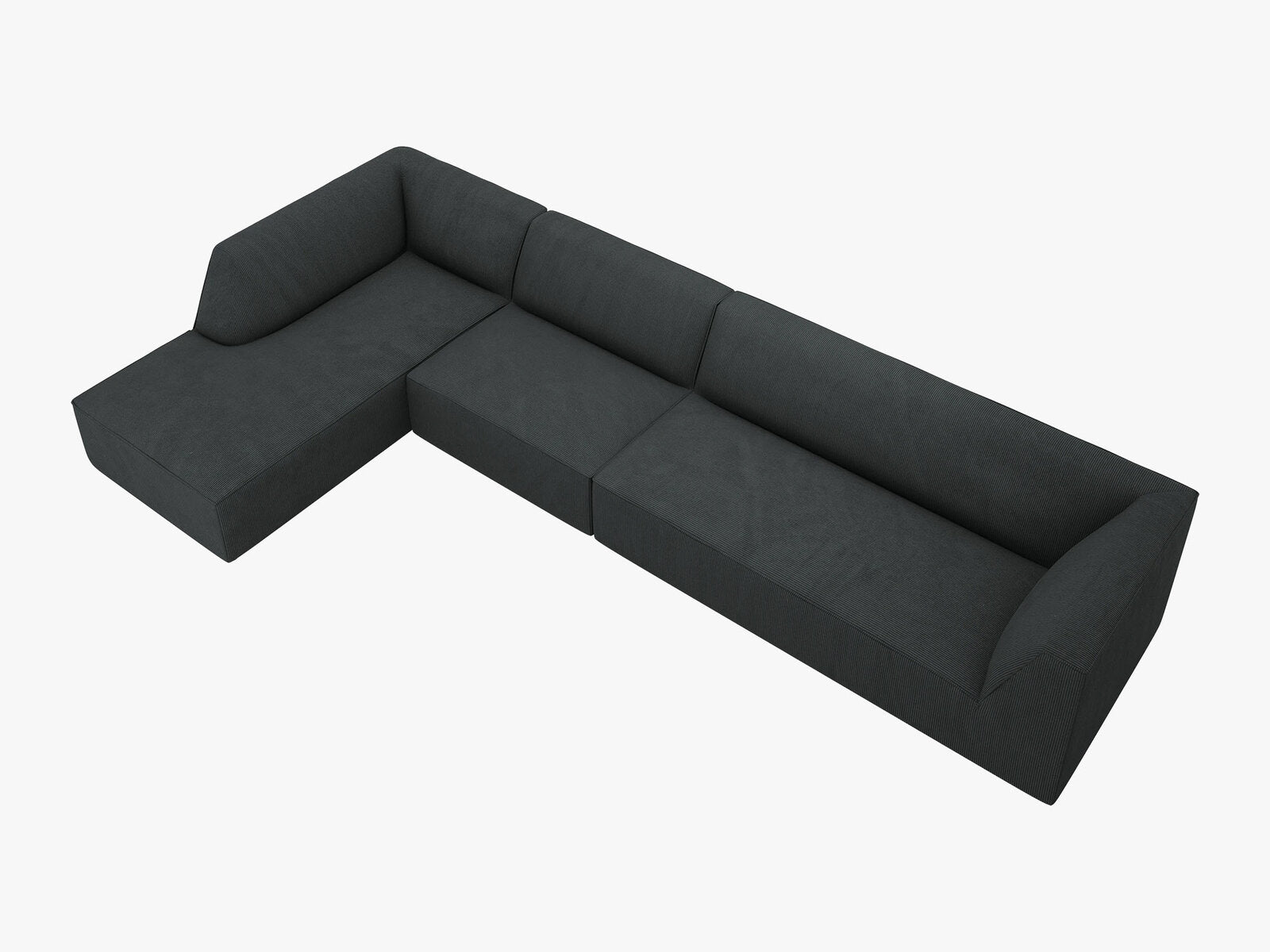 Micadoni Ecksofa Ruby 5-Sitzer Links Kord Scala Schwarz