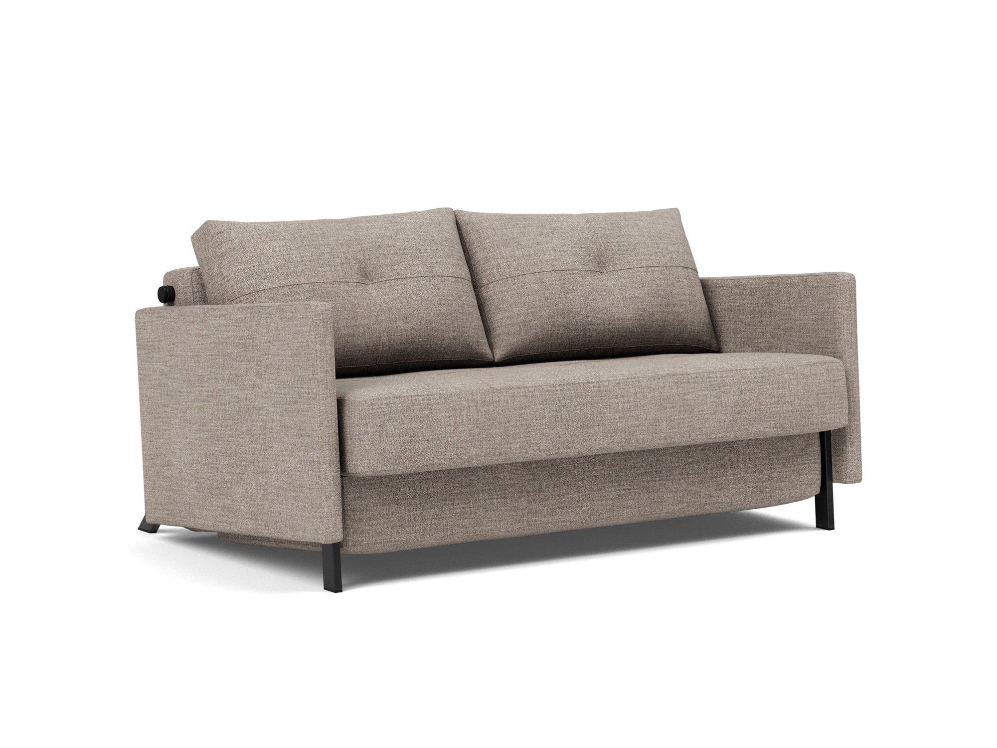 Schlafsofa Cubed mit Armlehnen 140 Chenille Yuveno 472-Warm-Grey