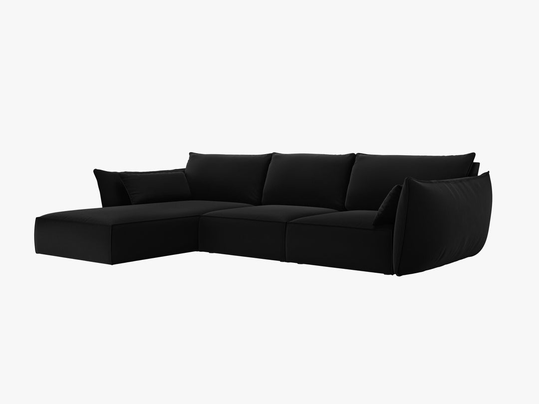 Micadoni Ecksofa Kaelle 4-Sitzer Links Samt Bluvel Schwarz