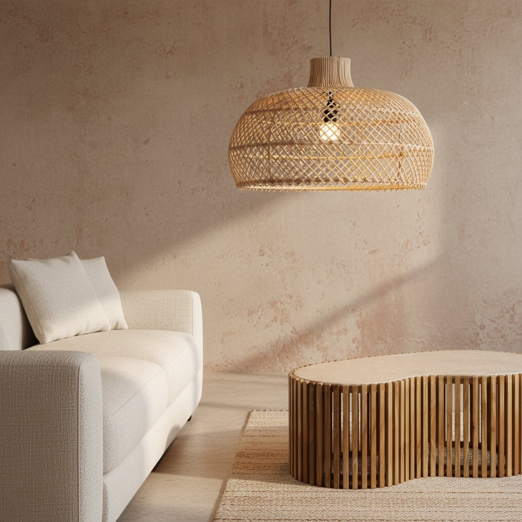 Raw Materials Maze Rattan-Hängelampe natur Ø 57x36cm