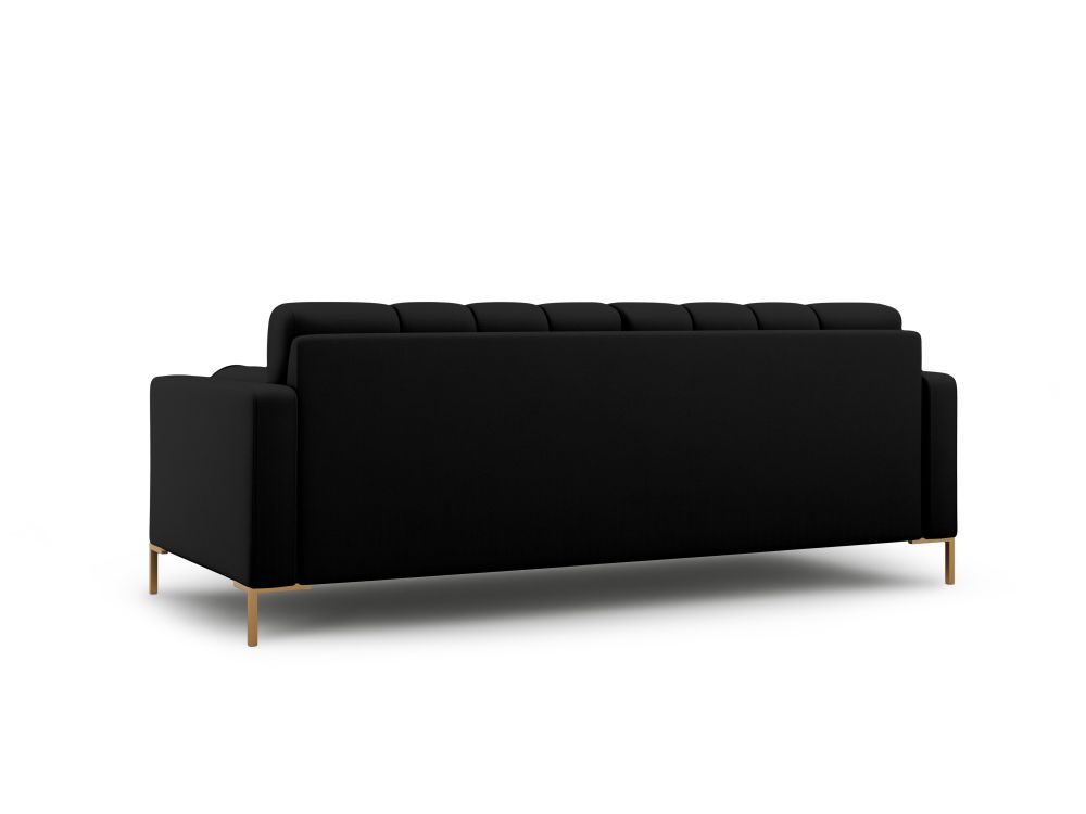 Cosmopolitan Design Sofa Bali 3-Sitzer Strukturierter Stoff Neve Schwarz Beine Gold