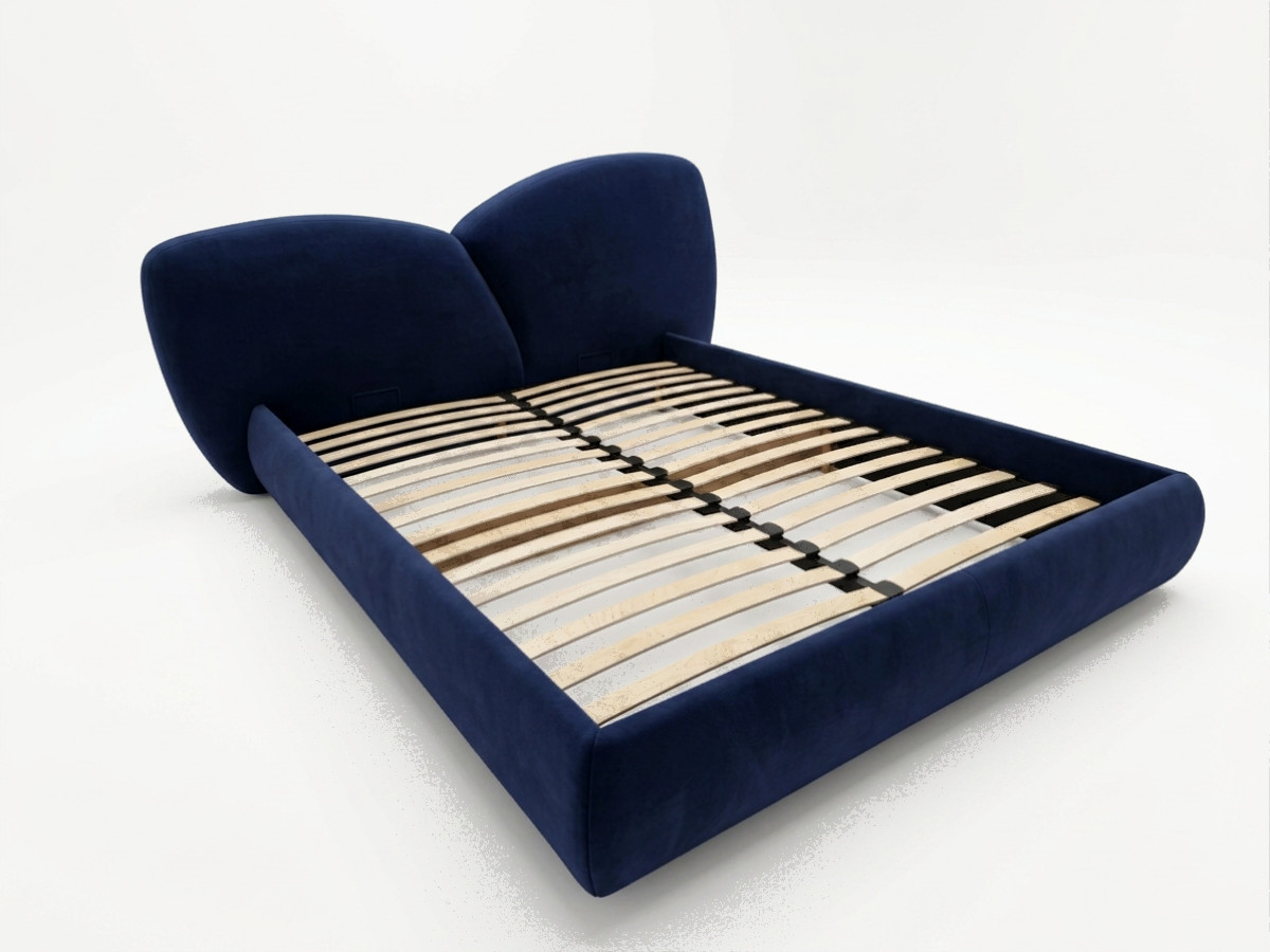Bobochic Danae Polsterbett Samt Blau, Liegefläche 140 × 190 cm