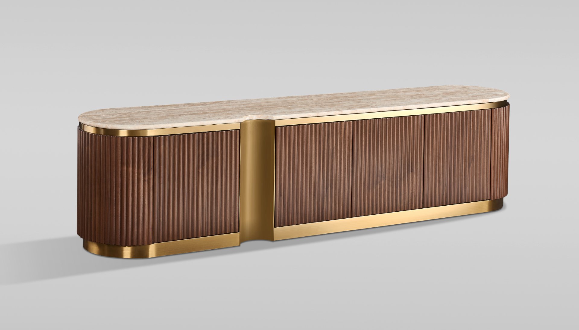 Livin Hill TV-Kommode Stilig Kunstmarmor Walnuss, Platte Hellbeige