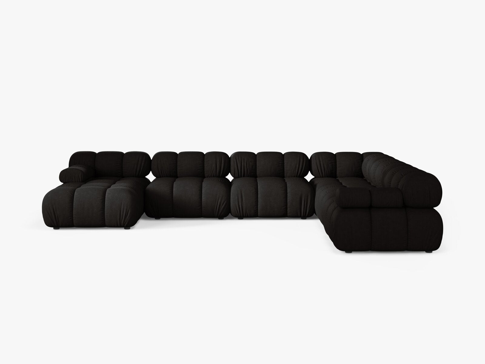 Micadoni Modulares Panorama Ecksofa Bellis 8-Sitzer Rechts Strukturierter Stoff Liberty Schwarz
