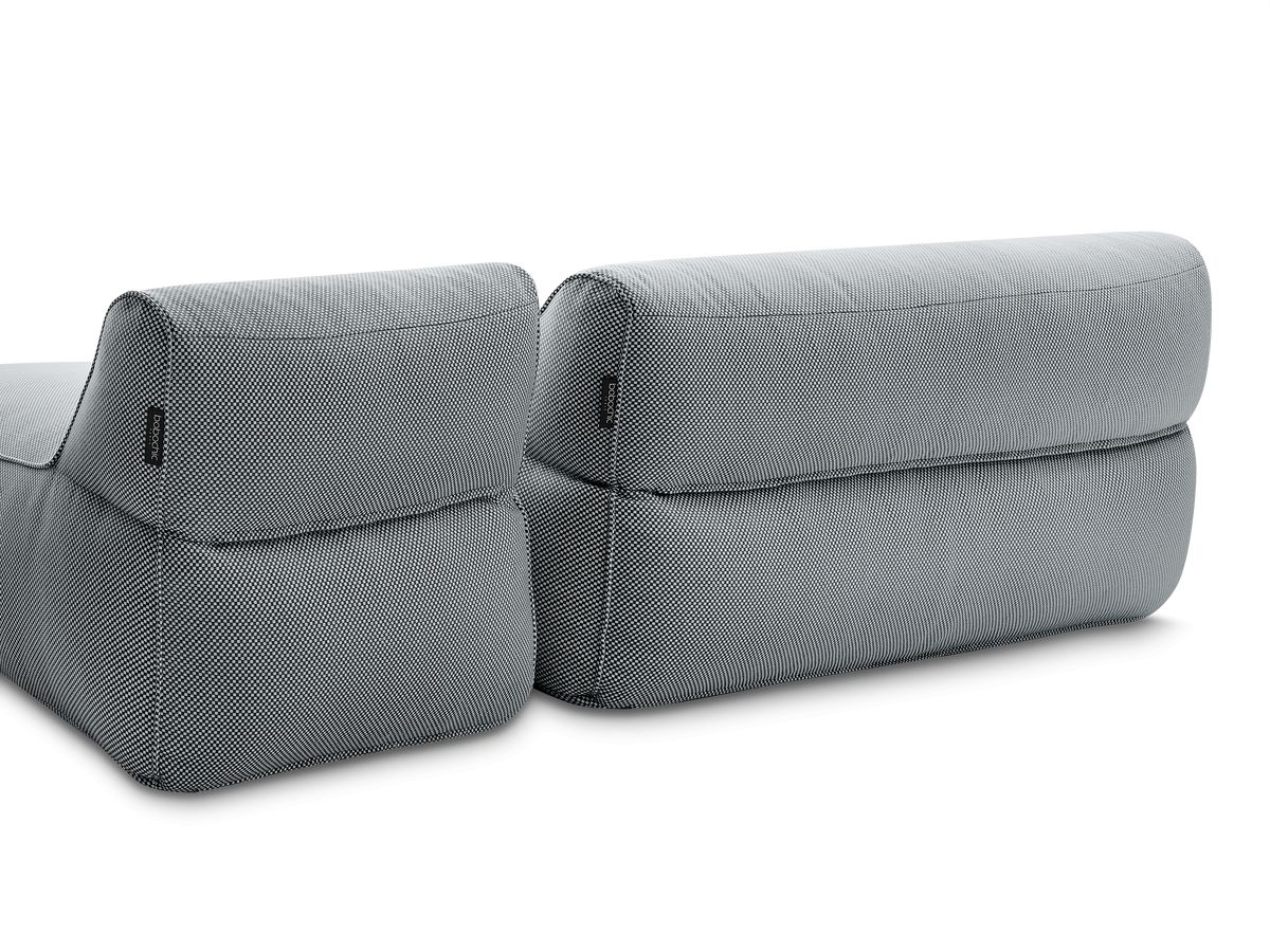 Bobochic Riviera Gartensofa 5-Sitzer mit Pouf Melange-Stoff Schwarz