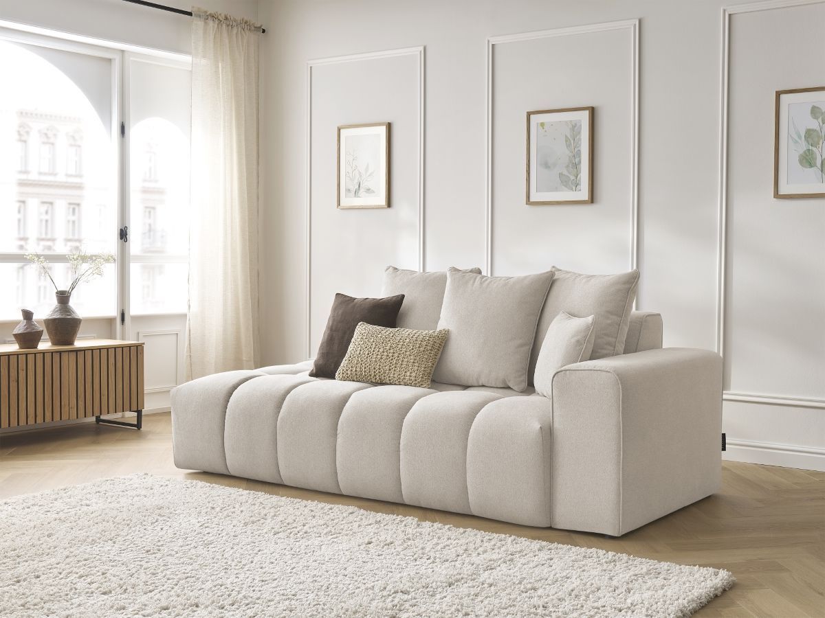 Bobochic Mont-blanc Sofa 4-Sitzer Melange-Stoff Beige Armlehne rechts