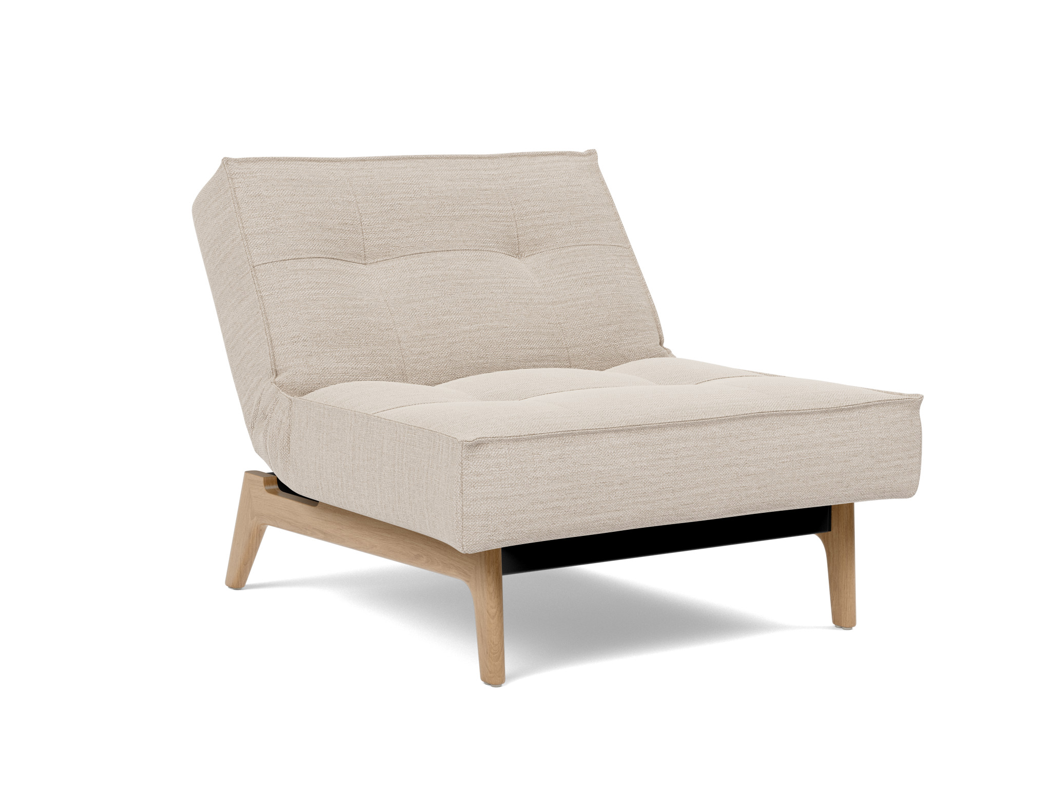 Sessel Splitback Webstoff Blida 612-Sand-Grey Beine Eiche