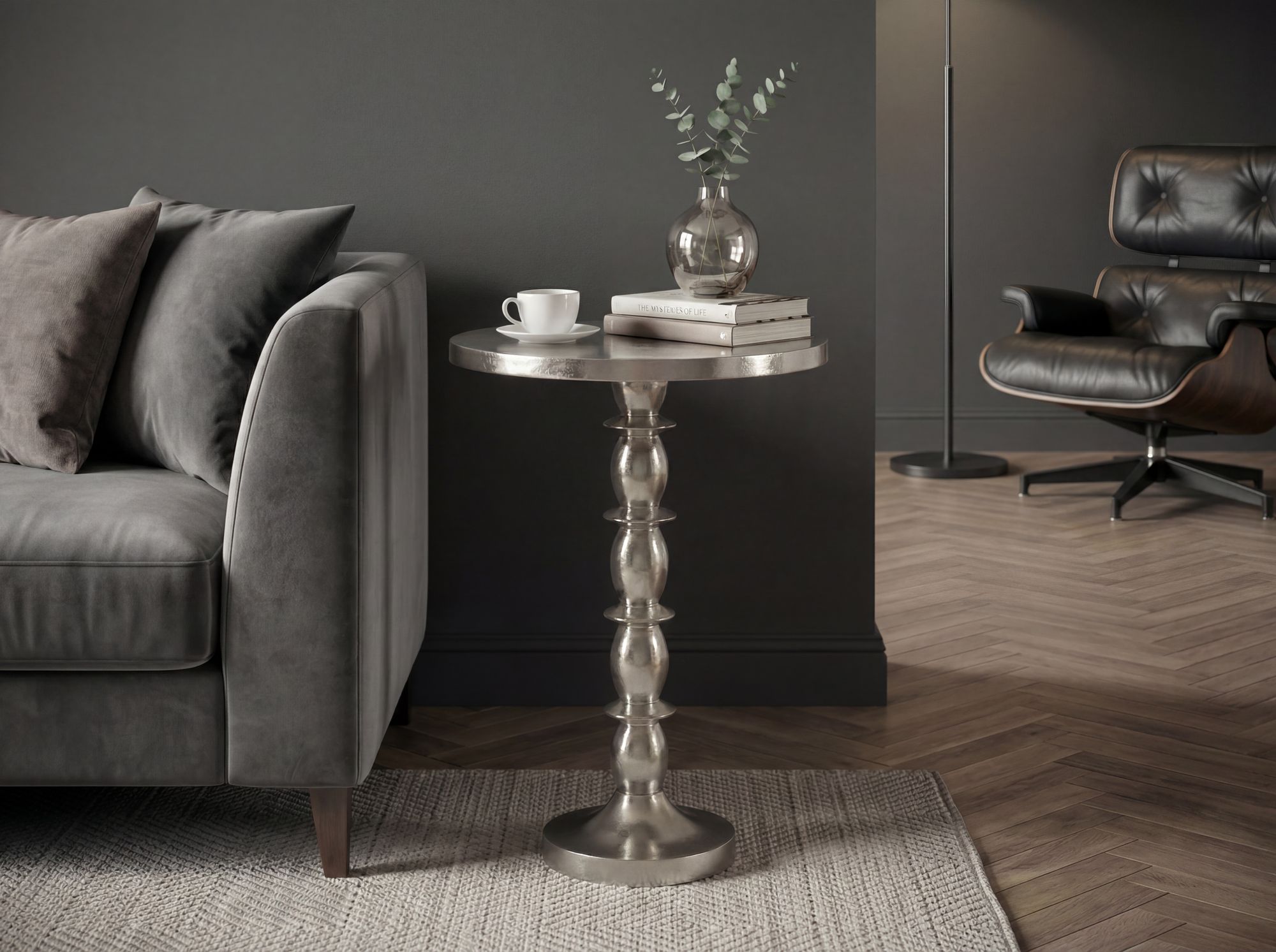 Beistelltisch Steinkjer Aluminium Silber Ø 40 × H 56 cm