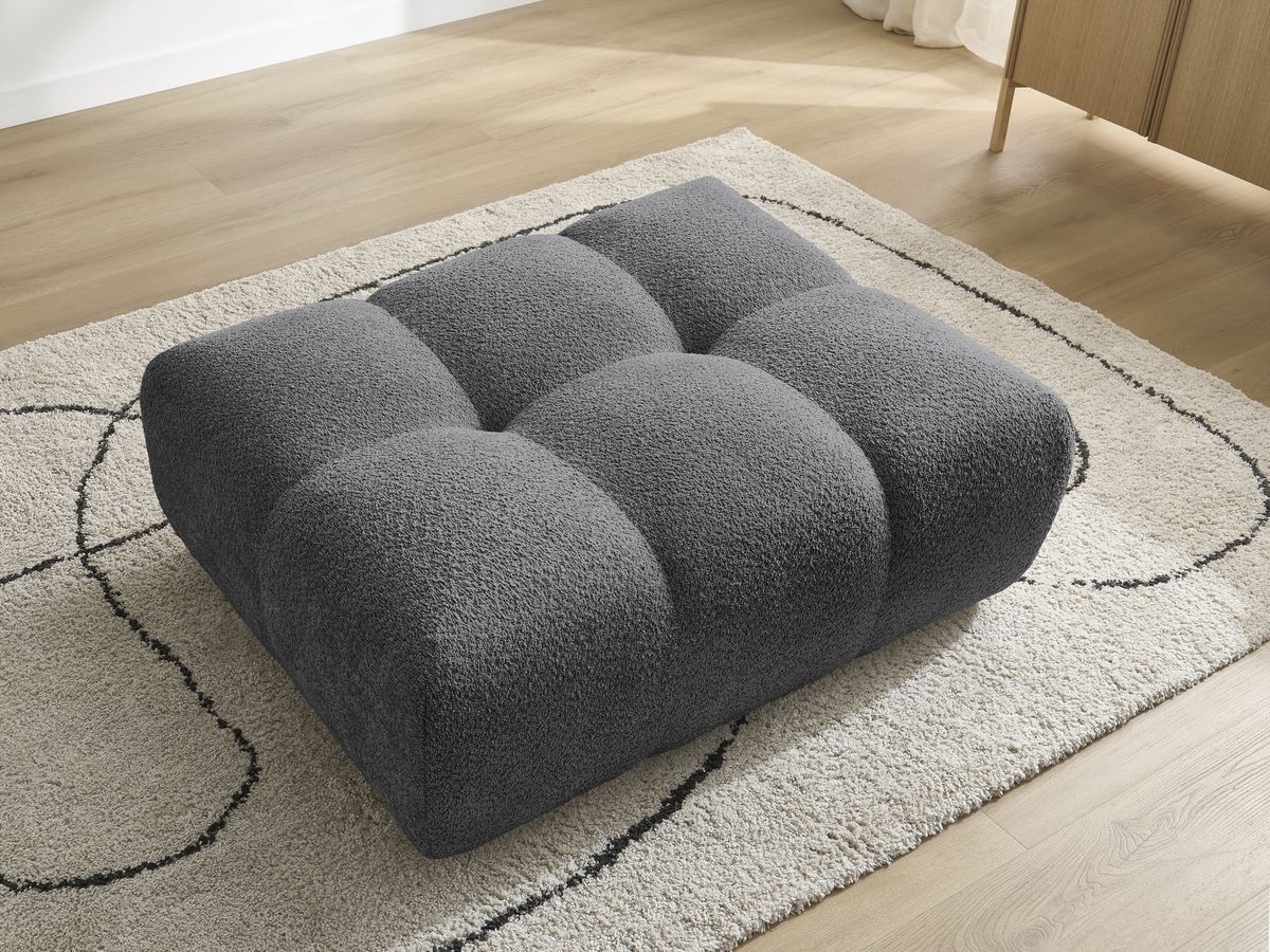 Bobochic Anakin Pouf Bouclé-Stoff Dunkelgrau