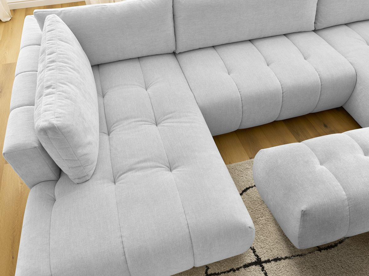Bobochic Fuji Wohnlandschaft mit Pouf Stoff Hellgrau Ecke rechts
