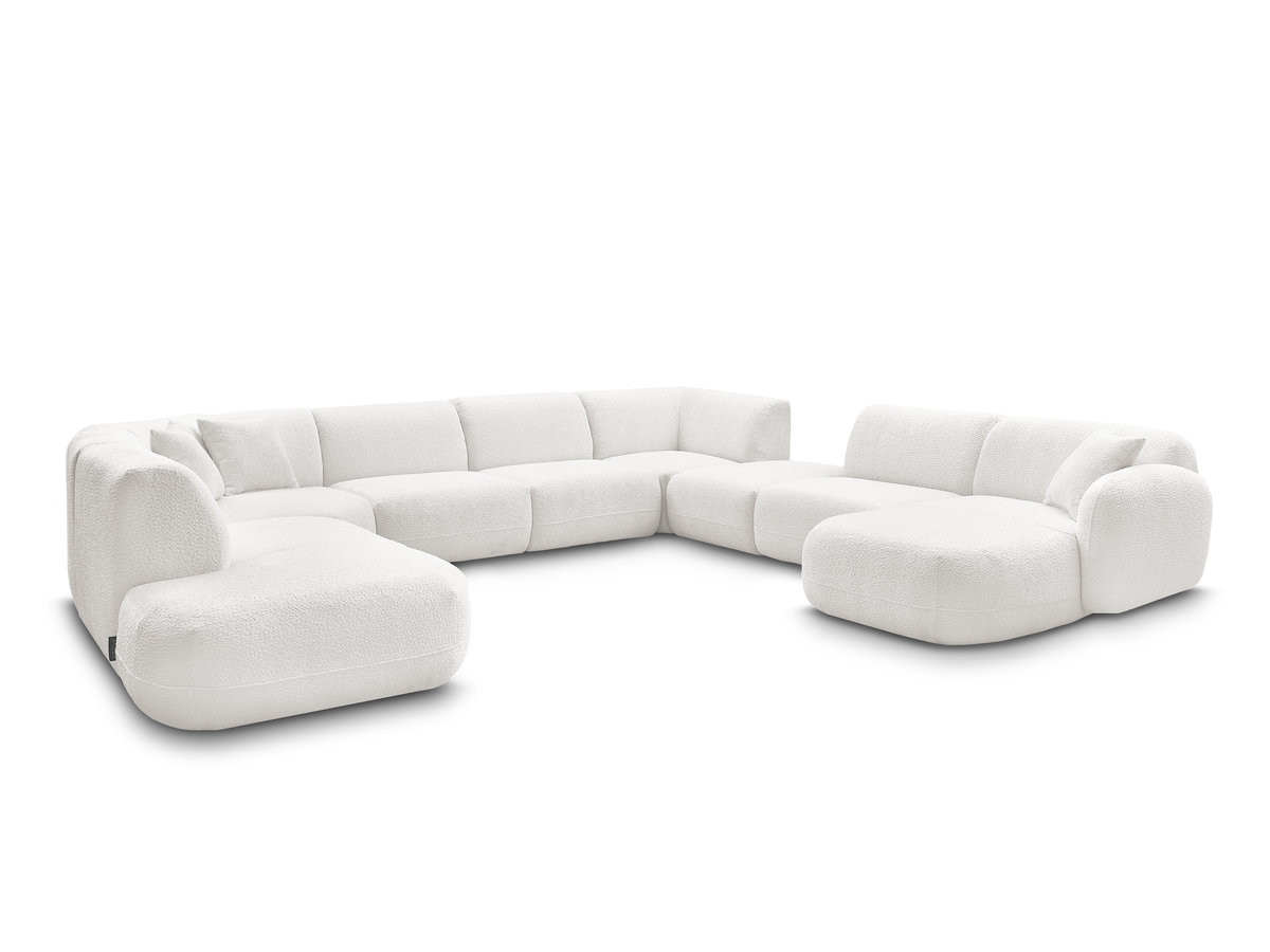 Bobochic Anda Wohnlandschaft mit Pouf 396 × 357 cm Chenille Weiß Ecke rechts