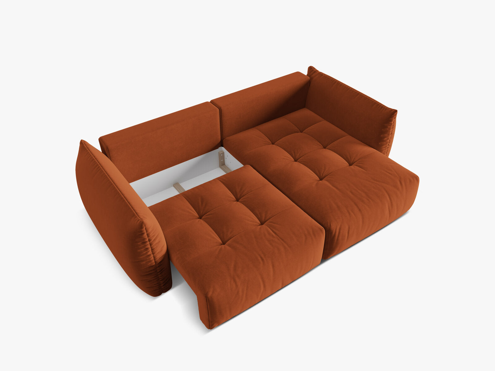 Micadoni Bloom Ecksofa 3-Sitzer mit Schlaffunktion Rechts Samt Casino Terrakotta