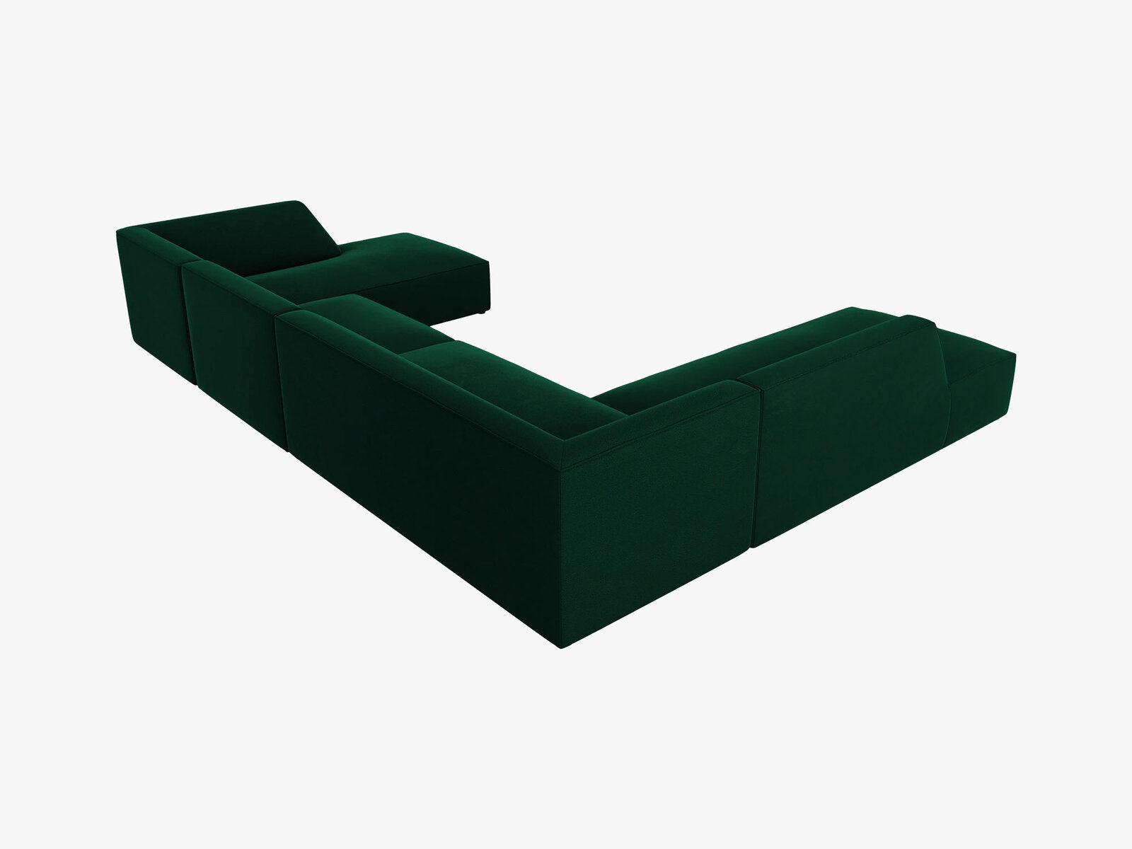 Micadoni Panorama-Ecksofa Ruby 7-Sitzer Links Samt Salvador Flaschengrün