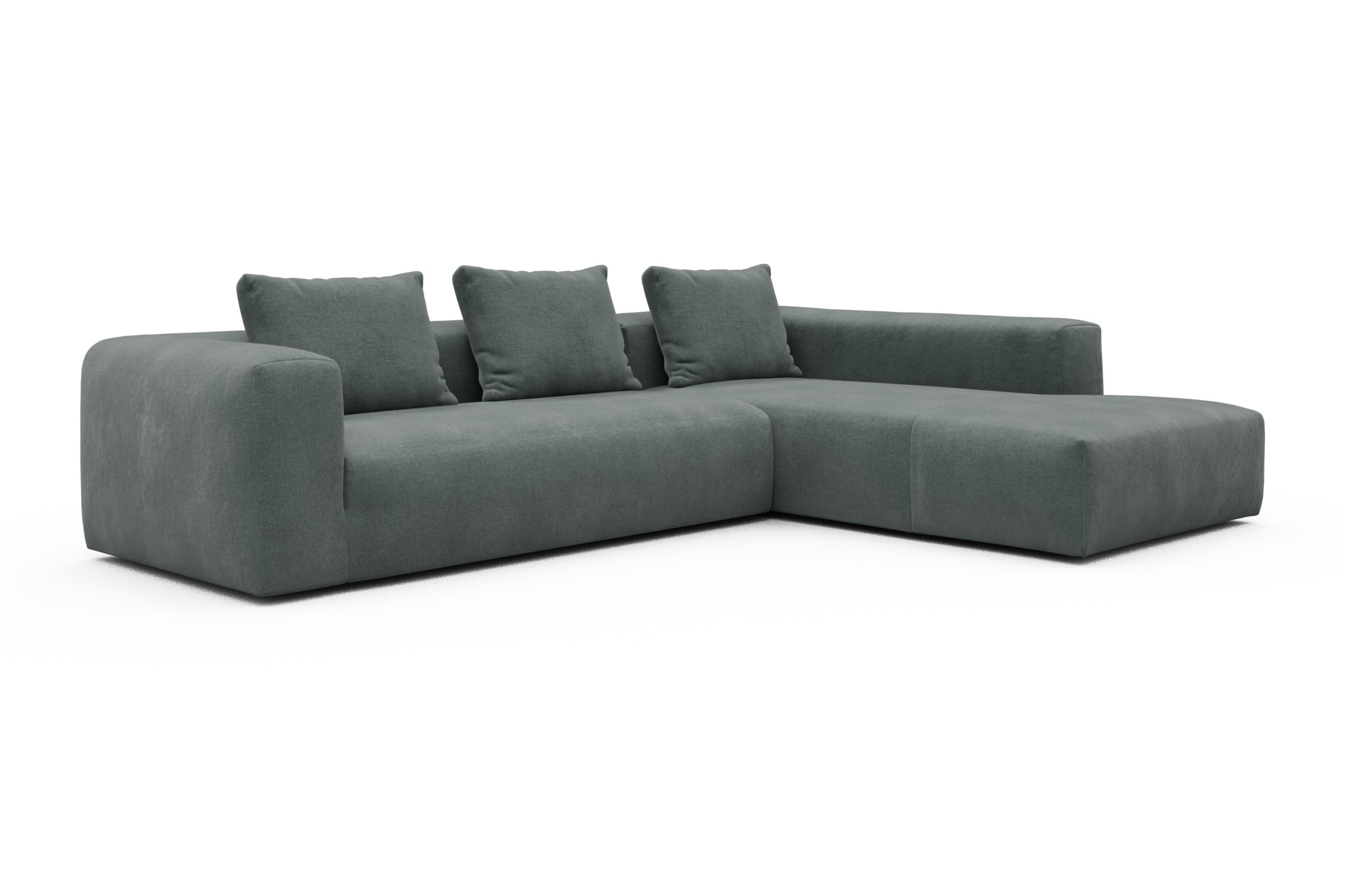 Ecksofa Fred Relax-Ecke rechts mit 2,5-Sitzer Smooth-Silver-Grey