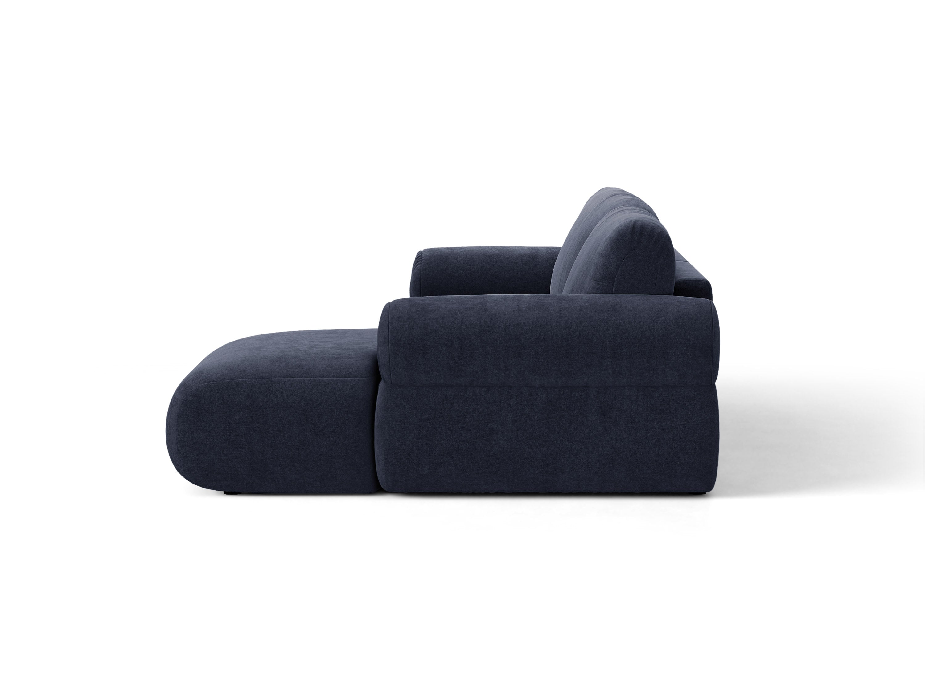 Micadoni Ophelia Ecksofa Links Strukturierter Stoff Liberty Marineblau