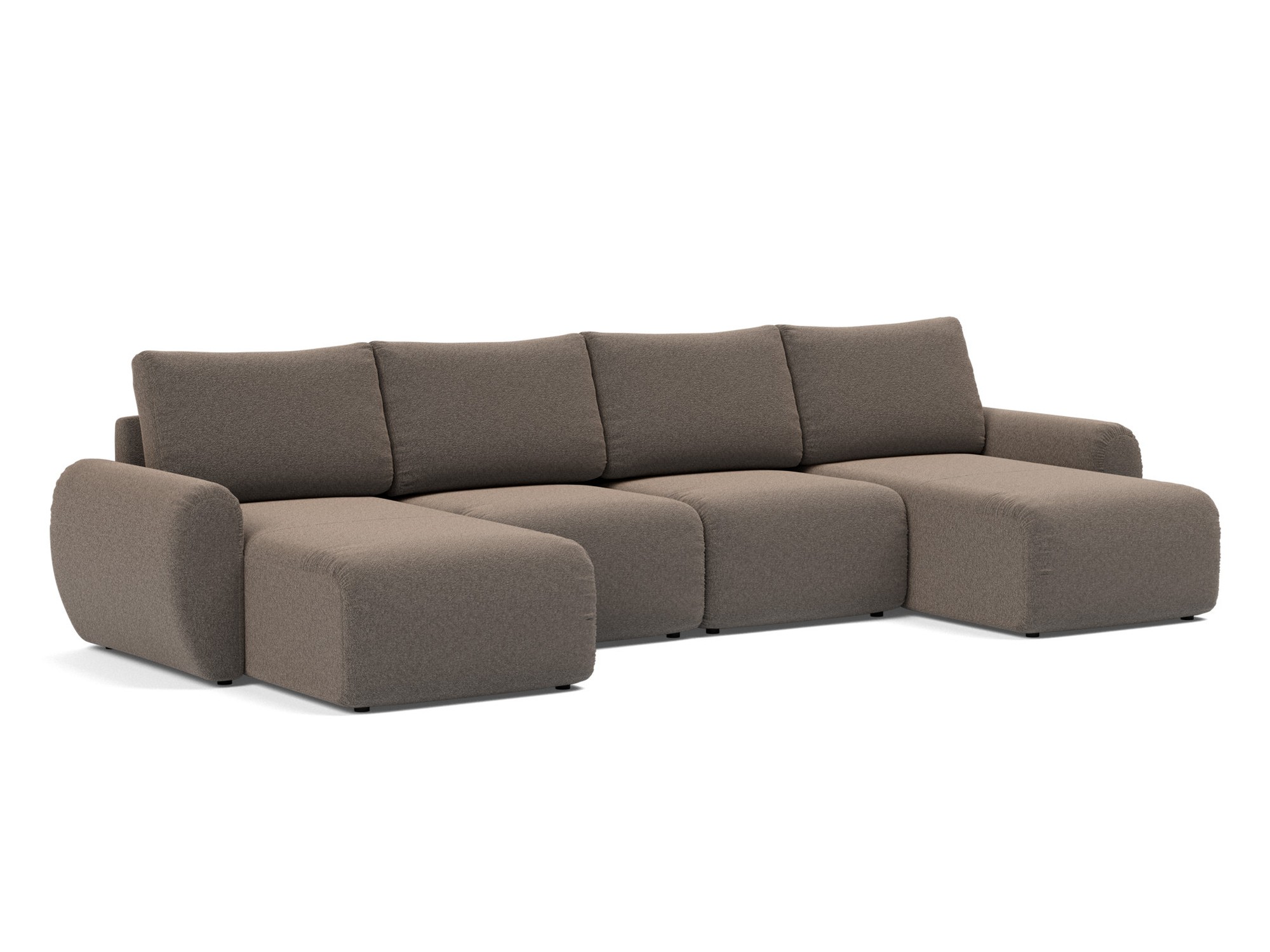 Schlafsofa Norum U-Form mit Curve-Armlehnen Boucle Skandi 530-Taupe