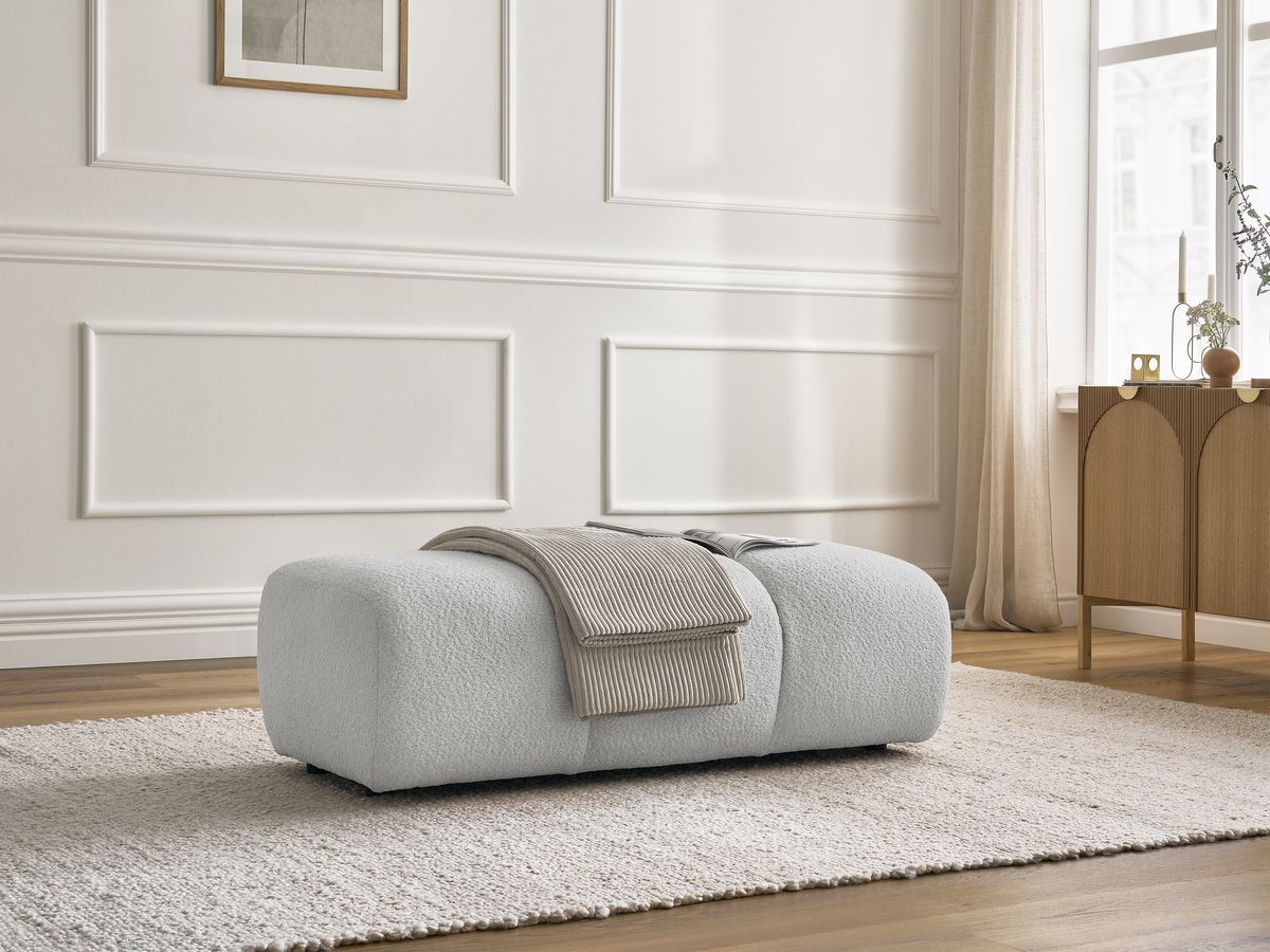 Bobochic Pamira Pouf Bouclé-Stoff Hellgrau