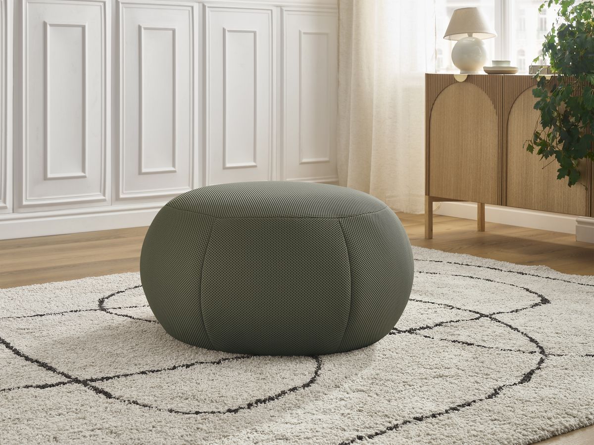 Bobochic Hayden Pouf, rund Mesh-Stoff Grün, 76 cm