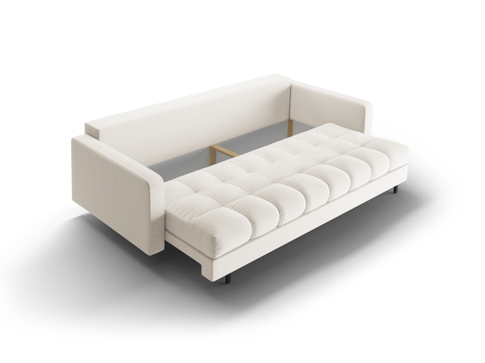 Cosmopolitan Design Schlafsofa Bali 3-Sitzer mit Bettkasten Strukturierter Stoff Neve Helles Beige