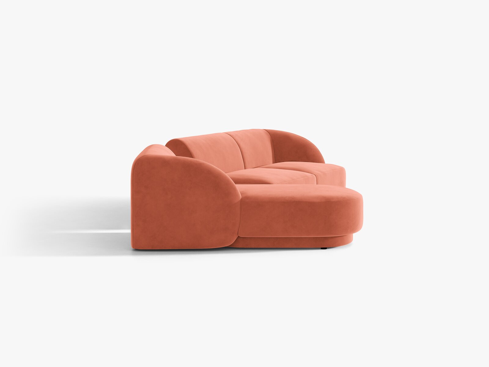 Micadoni Modulares Sofa Miley mit Recamiere 3-Sitzer Links Samt Venus Koralle