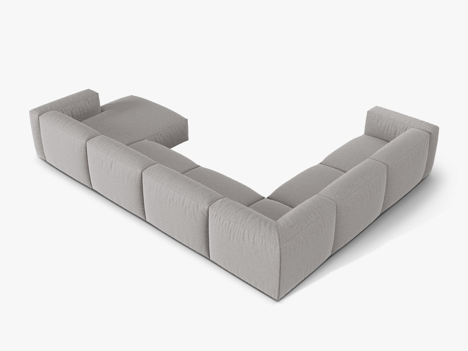 Micadoni modulares Ecksofa XL Martina 6-Sitzer Links Strukturierter Stoff Boston Hellgrau