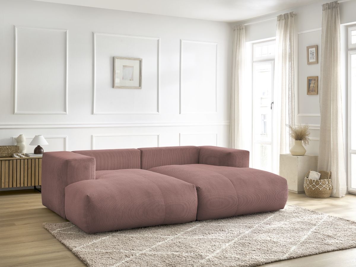 Bobochic Voltaire Sofa 4-Sitzer 248 × 170 cm Cordsamt Rosa