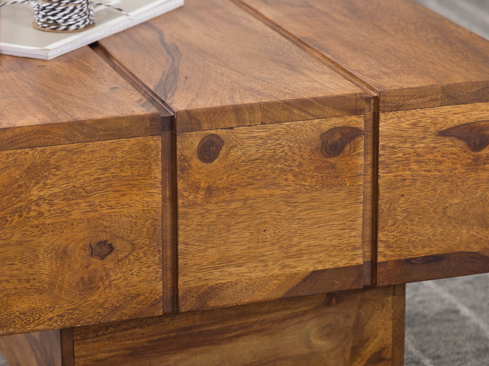 Beistelltisch Leikanger Sheesham Massivholz 44 × 44 × 30 cm