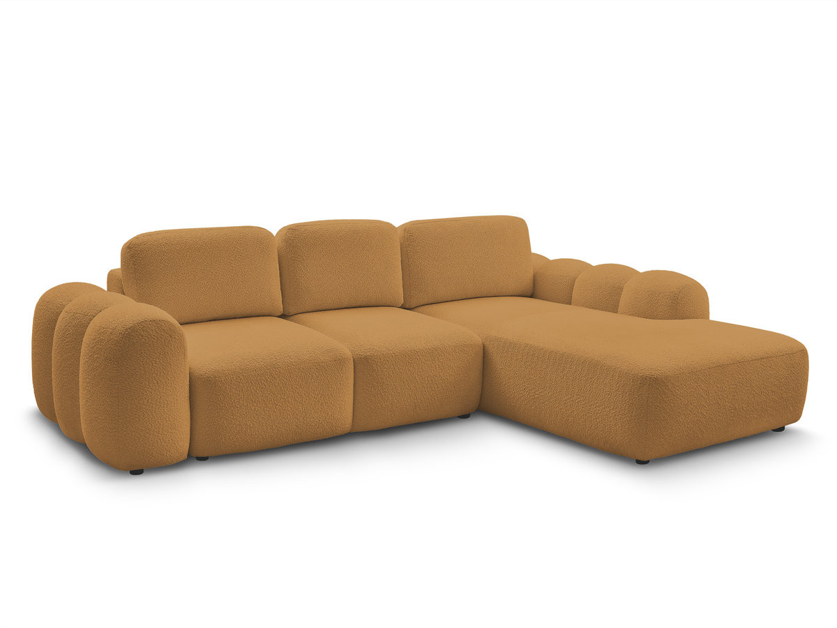 Bobochic Montaigne Ecksofa mit Schlaffunktion und Bettkasten 288 × 196 cm Bouclé-Stoff Gelb Ecke rechts