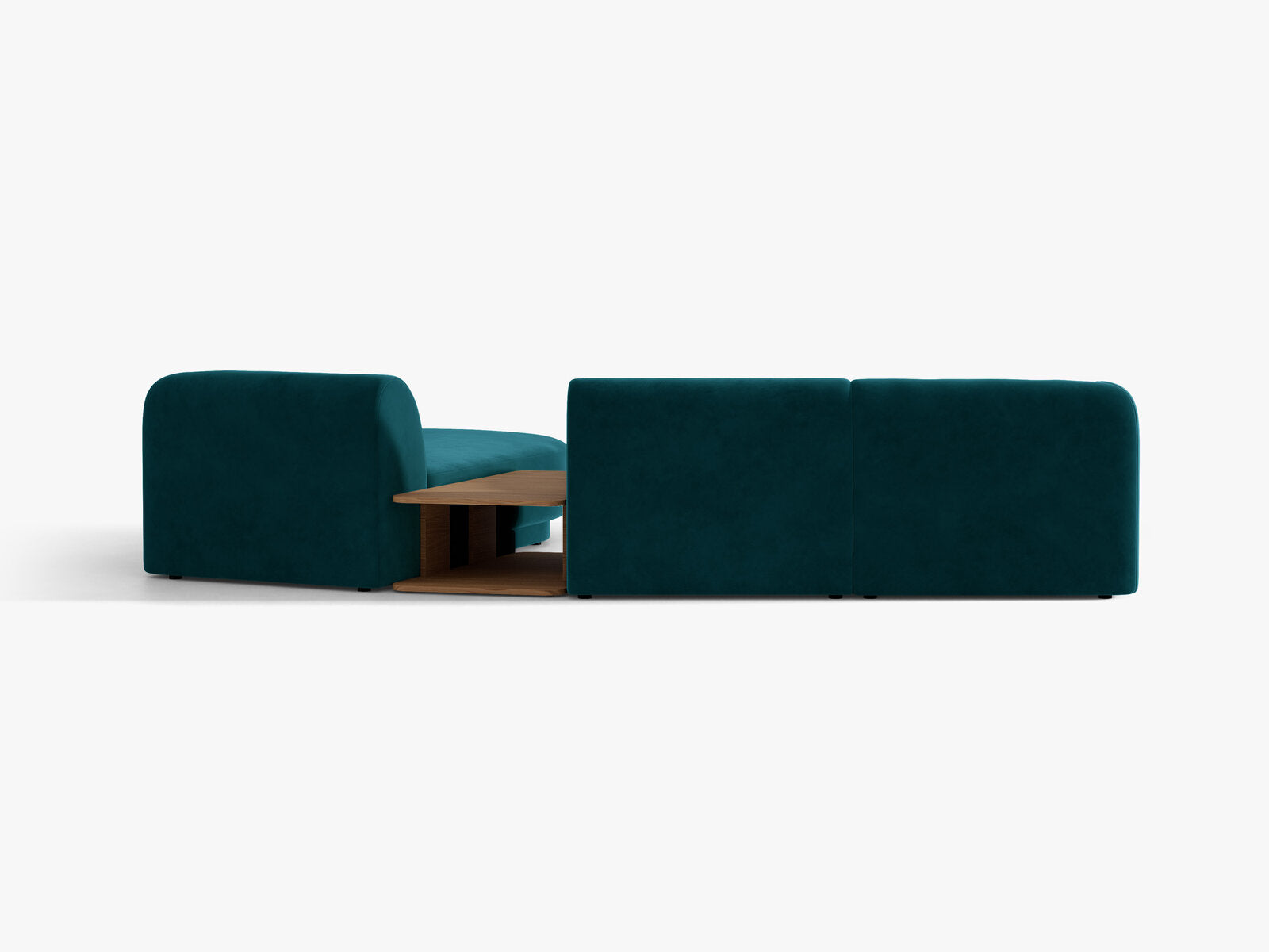 Micadoni Modulares Sofa Miley mit Recamiere 3-Sitzer Rechts Samt Venus Dunkel Petrol
