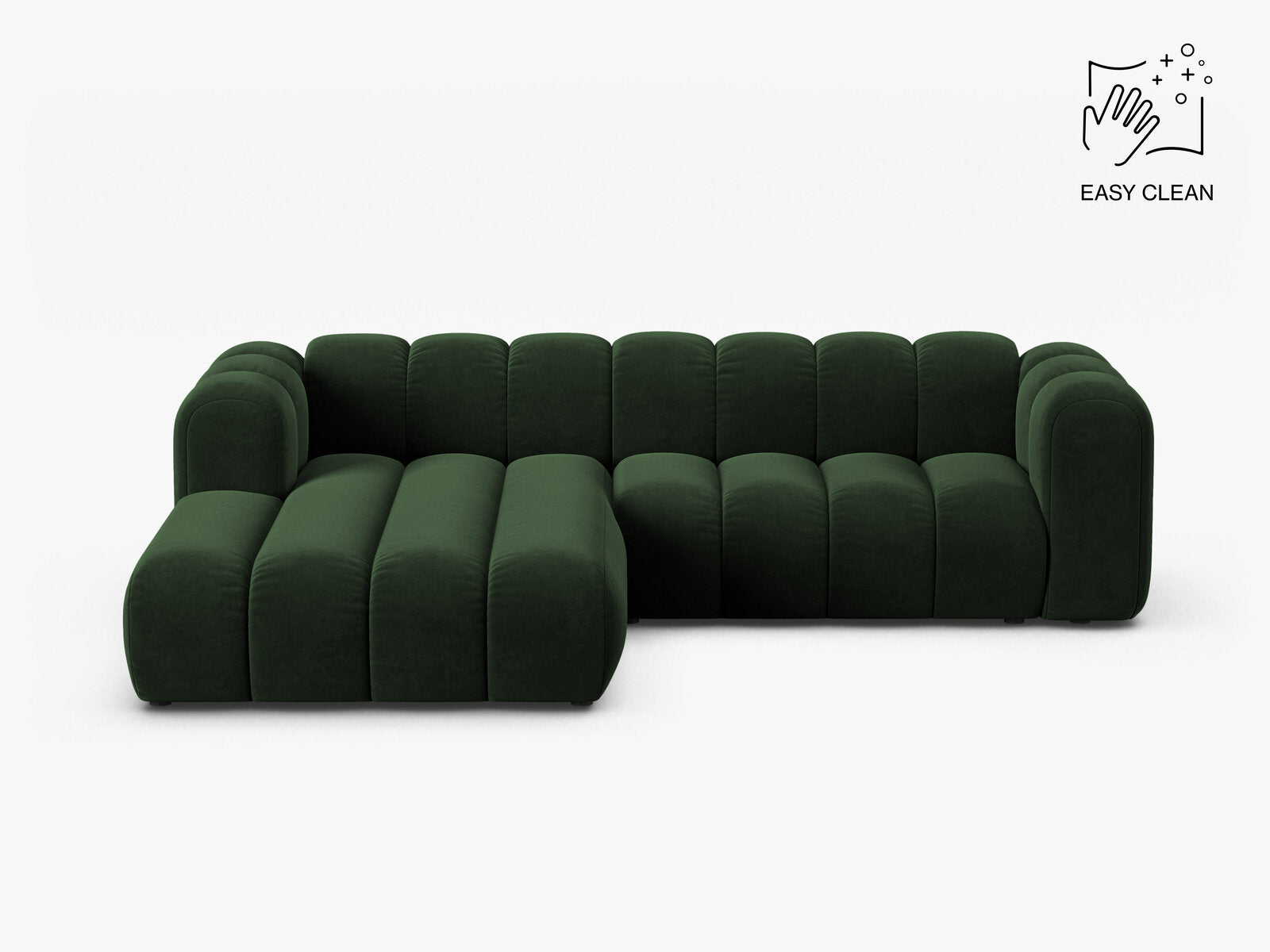 Micadoni Modulares Ecksofa Lupine 4-Sitzer mittelgroß Links Samt Venus Flaschengrün