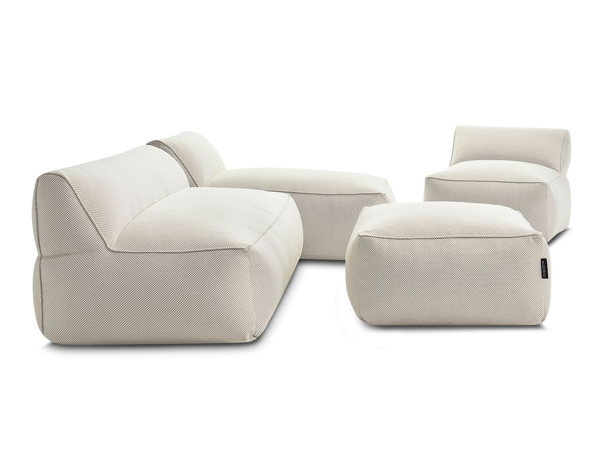 Bobochic Riviera Gartensofa 5-Sitzer mit Pouf Melange-Stoff Beige