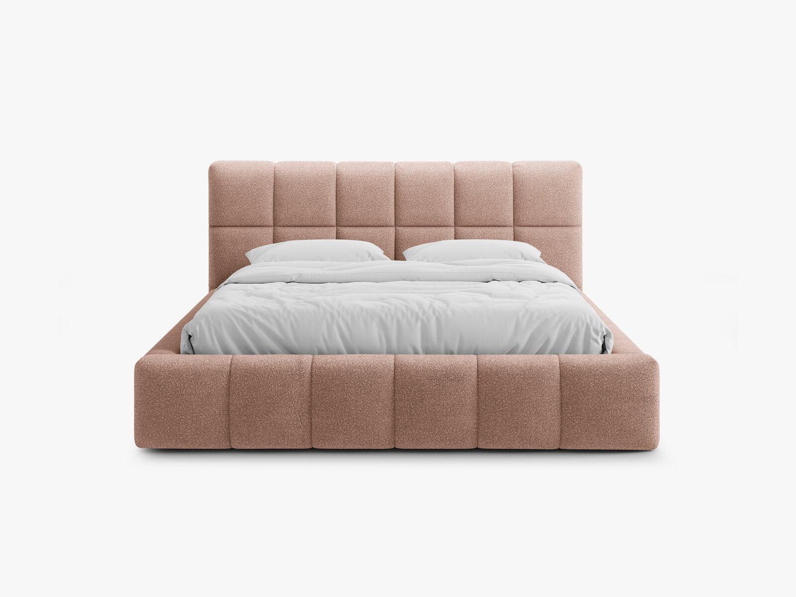 Micadoni Stauraumbett mit Kopfteil Bellis Boucle Baloo Puderrosa