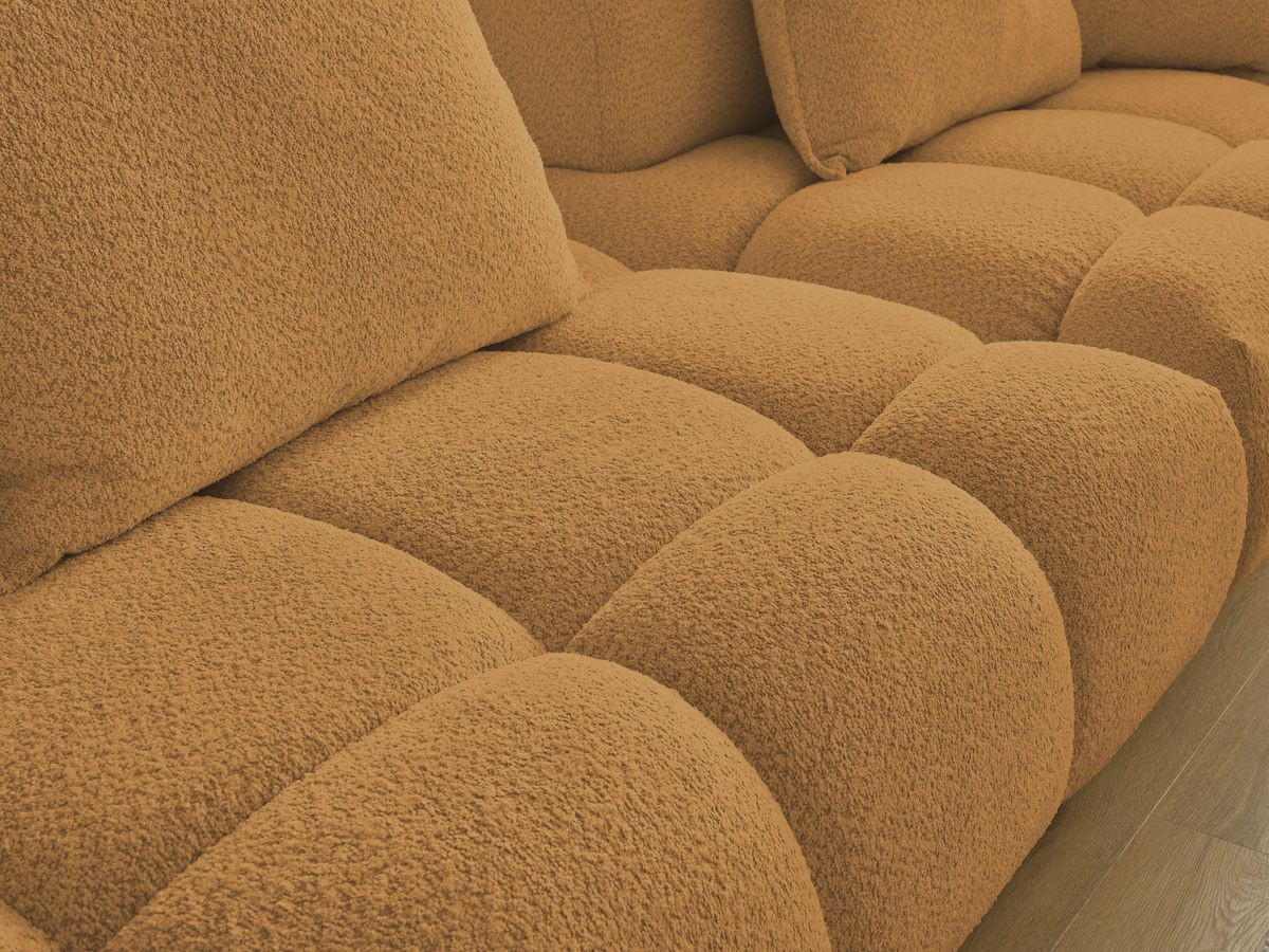 Bobochic Alya Sofa 4-Sitzer mit Pouf Bouclé-Stoff Gelb