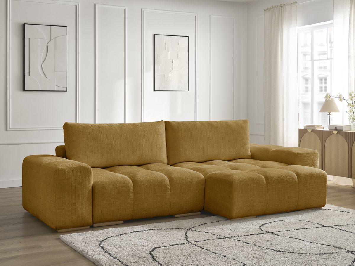 Bobochic Anakin Ecksofa, 2 Kissen Strukturstoff Gelb