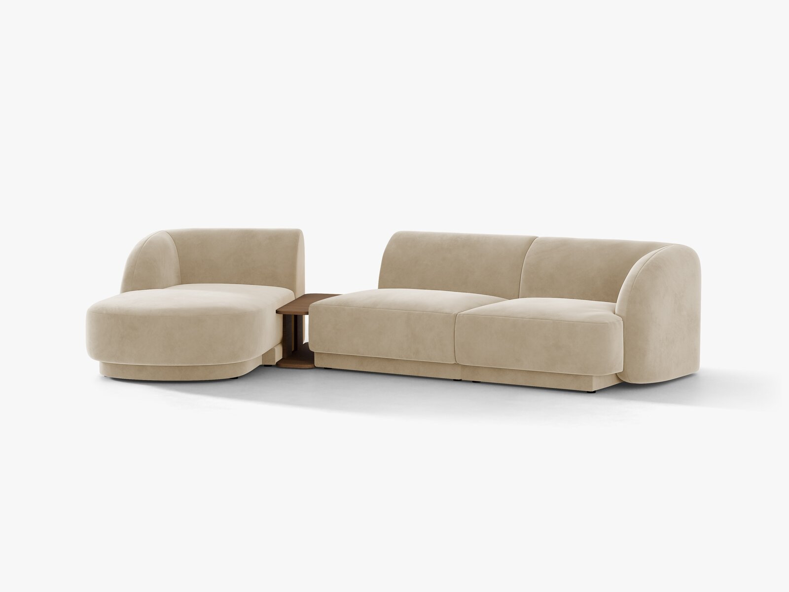 Micadoni Modulares Sofa Miley mit Recamiere 3-Sitzer Links Samt Venus Beige