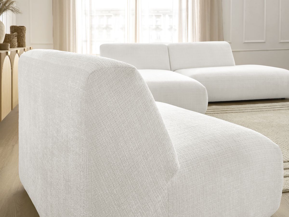 Bobochic Sirius Ecksofa 405 × 170 cm Strukturstoff Weiß Ecke links