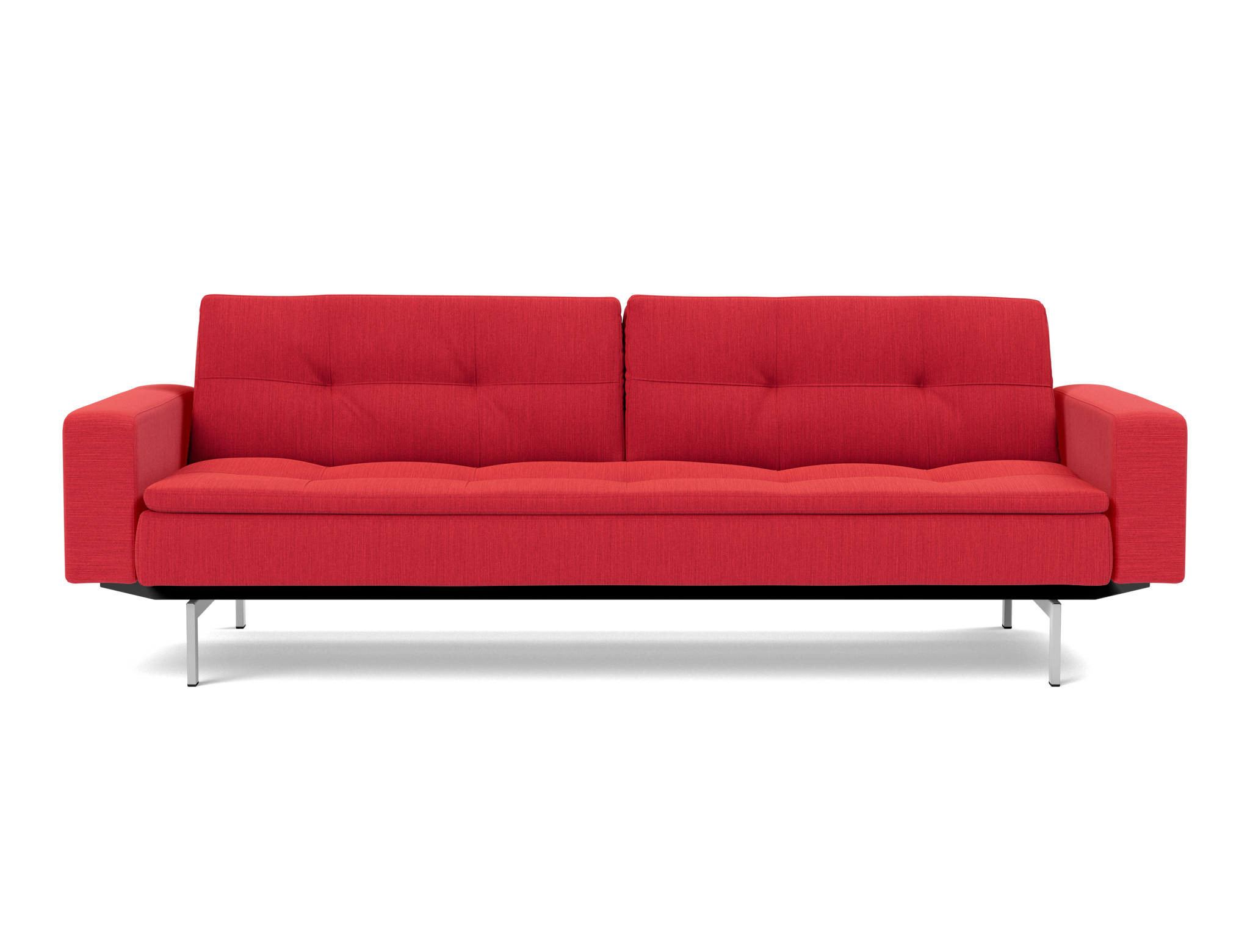 Schlafsofa Dublexo mit Armlehnen Flachgewebe Elegance 511-Red Beine Chrom