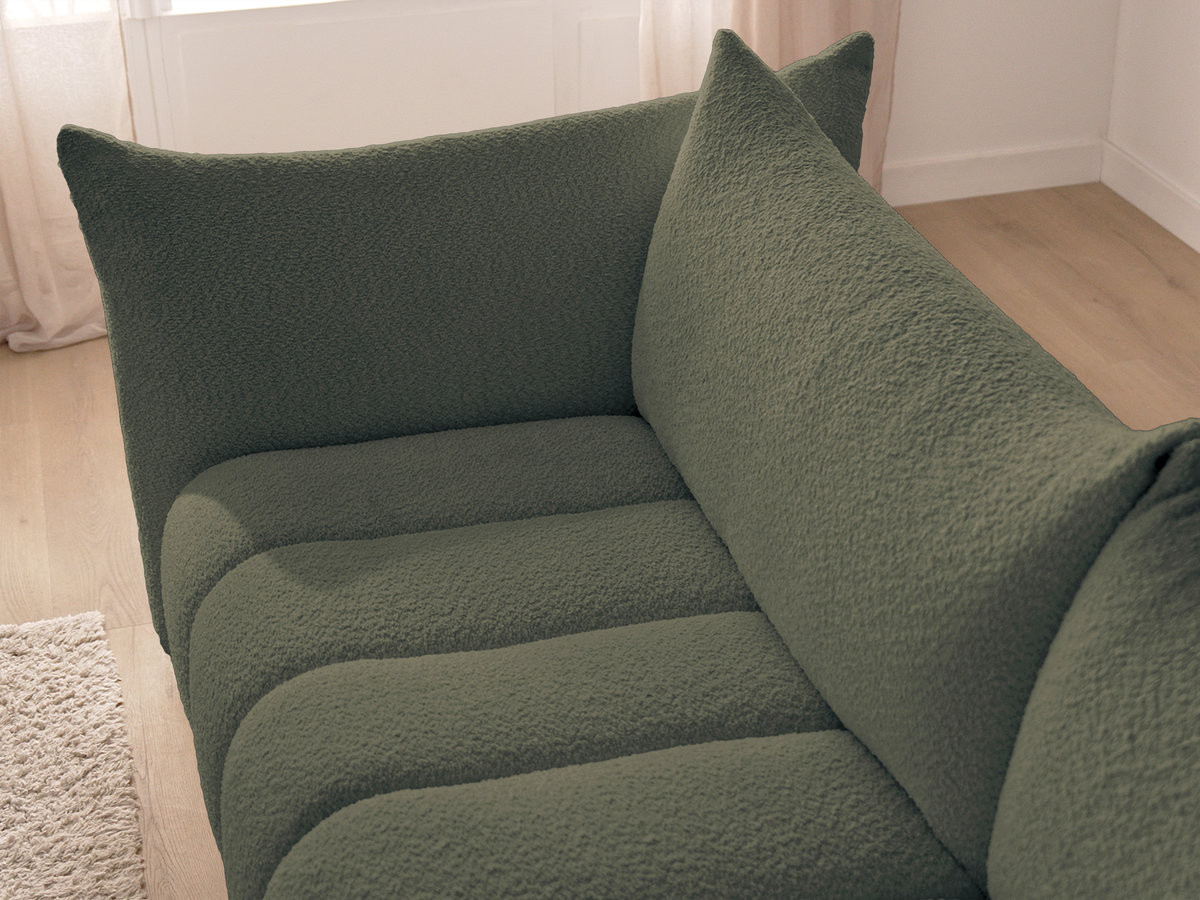 Bobochic Azra Ecksofa 319 × 178 cm Bouclé-Stoff Grün Ecke links