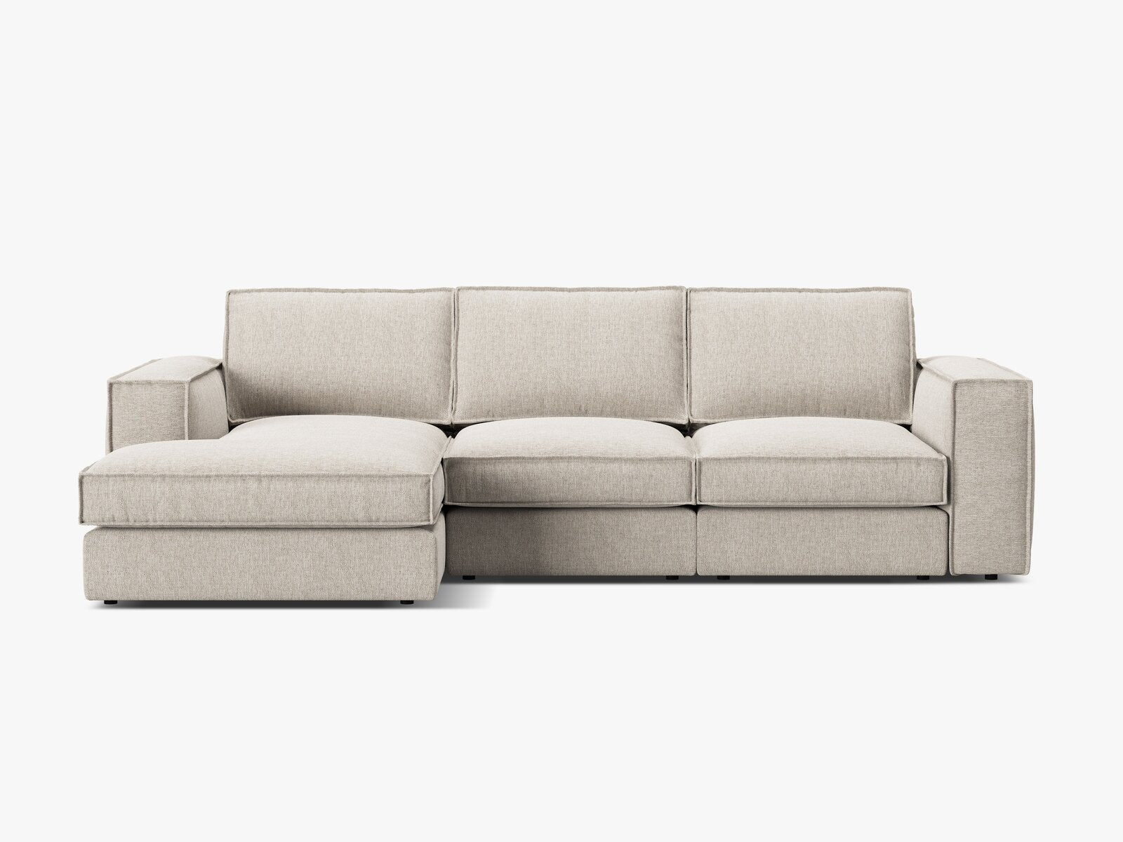Micadoni modulares Ecksofa Pola 3-Sitzer Links Strukturierter Stoff Babel Sand