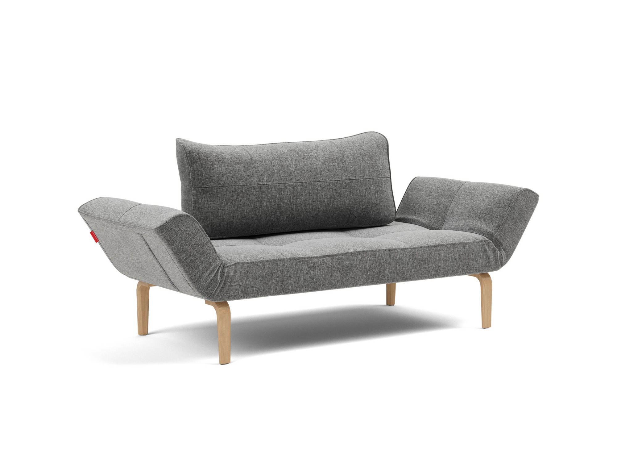 Tagesbett Zeal Strukturierter Stoff Twist 563-Charcoal Beine Bow Eiche