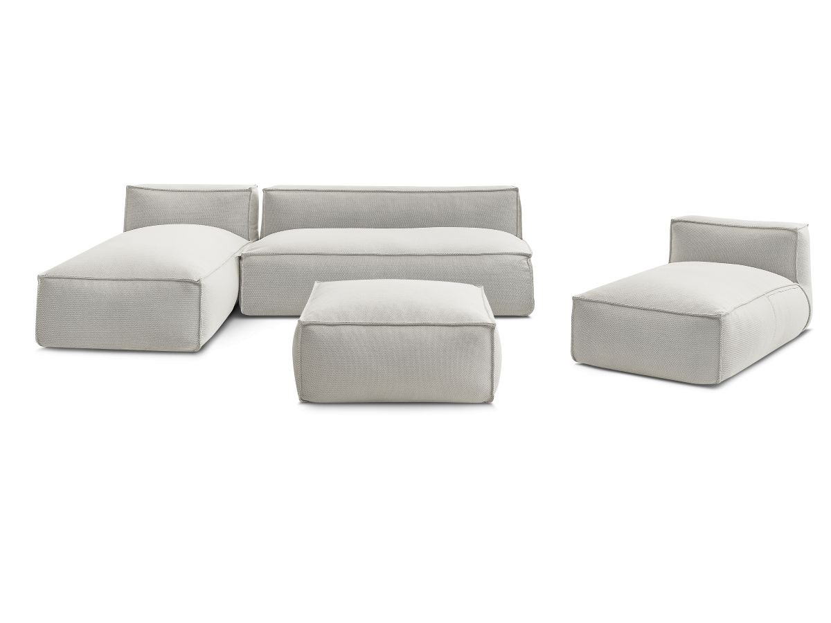 Bobochic Biarritz Gartensofa 4-Sitzer mit Pouf 332 × 168 cm Melange-Stoff Beige