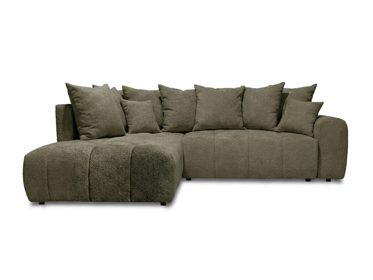 Bobochic Roxelane Ecksofa mit Schlaffunktion und Bettkasten Bouclé-Stoff Grün Ecke links