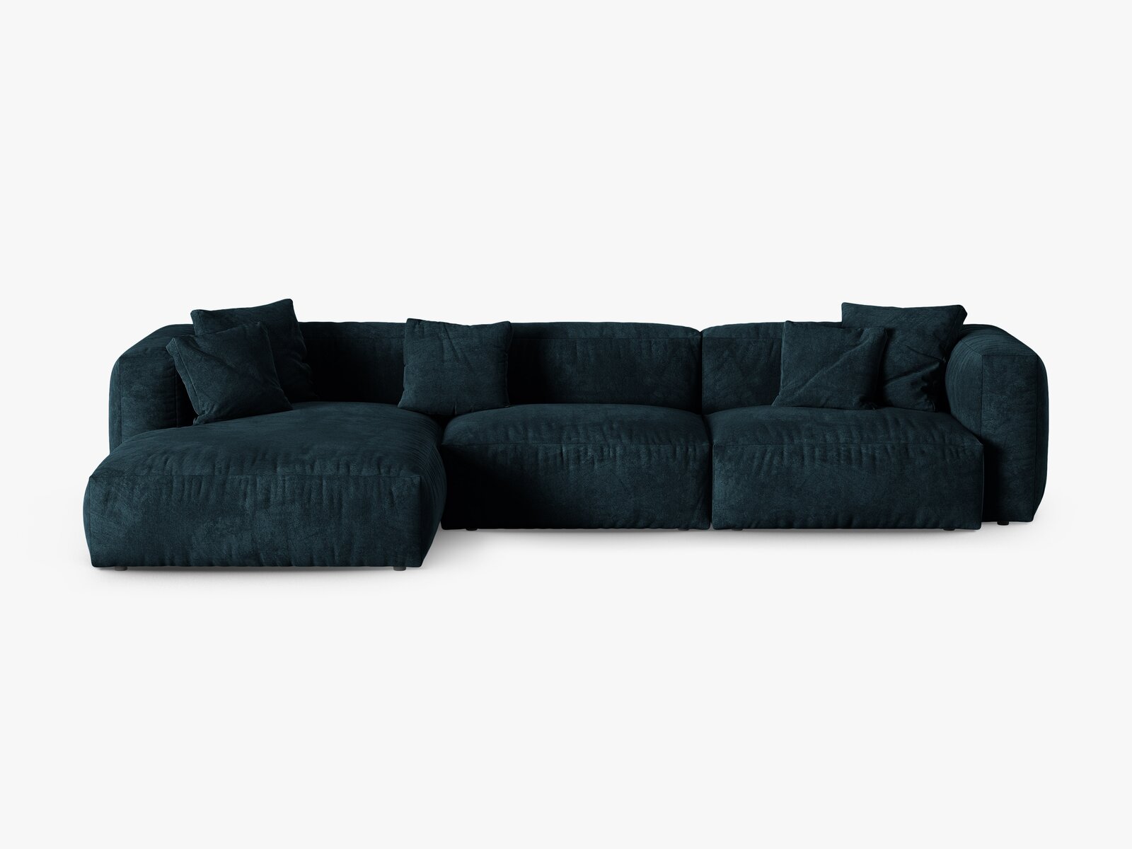 Micadoni Ecksofa Martina 3-Sitzer 90cm Sitztiefe Links Samt Vogue Dunkel Petrol