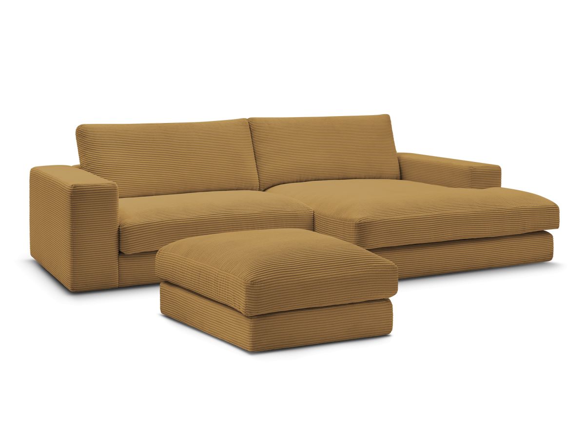 Bobochic Leonard Ecksofa mit Pouf 234 × 159 cm Cordsamt Gelb Ecke rechts