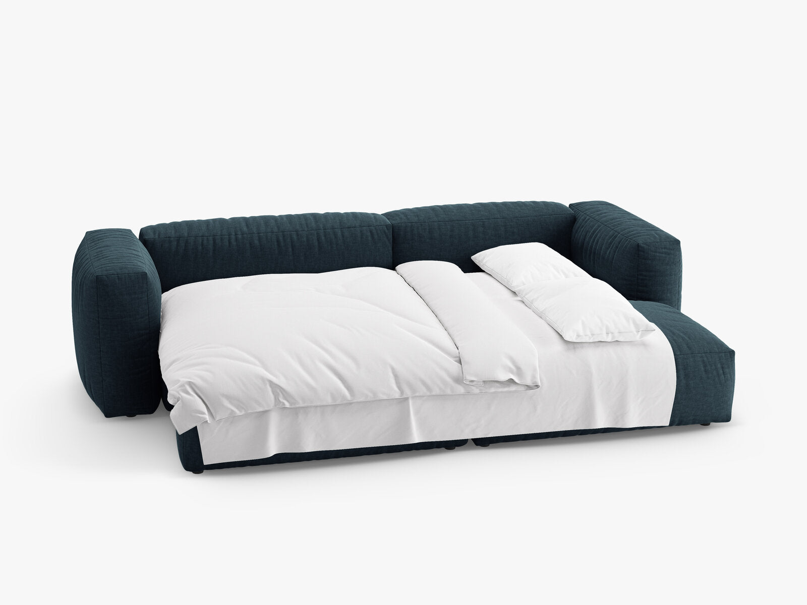 Micadoni Martina Ecksofa 4-Sitzer mit Schlaffunktion Rechts Strukturierter Stoff Boston Jeansblau