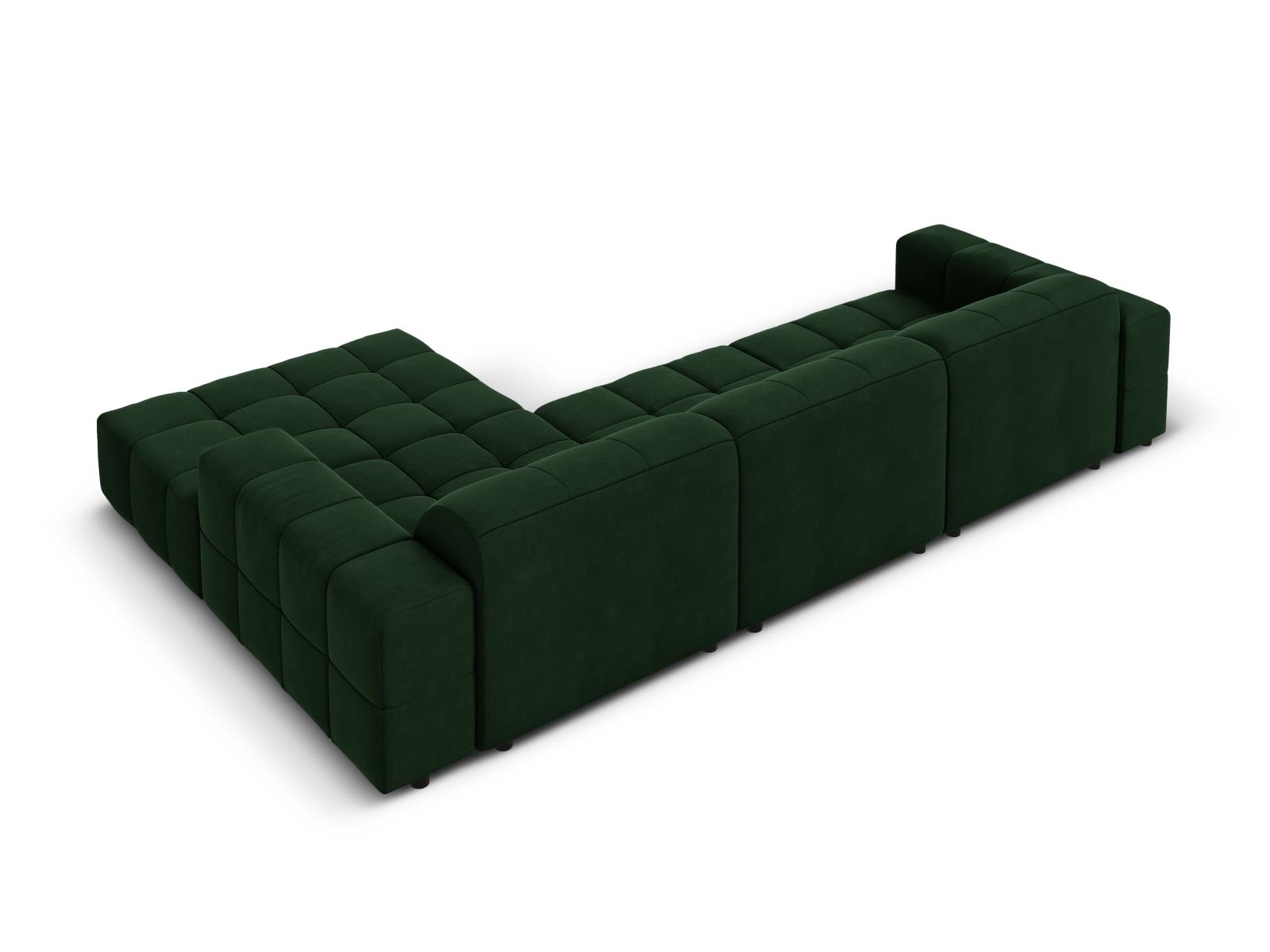 Cosmopolitan Design Ecksofa Chicago 4-Sitzer Samt Bluvel Flaschengrün Rechts