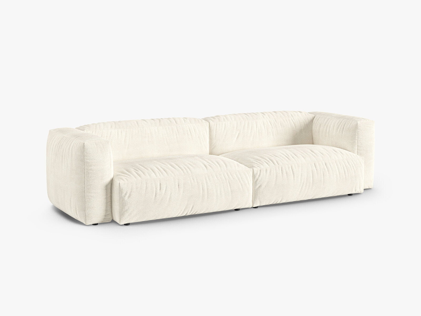 Micadoni Sofa Martina 4-Sitzer 90cm Sitztiefe Boucle Monet Elfenbein