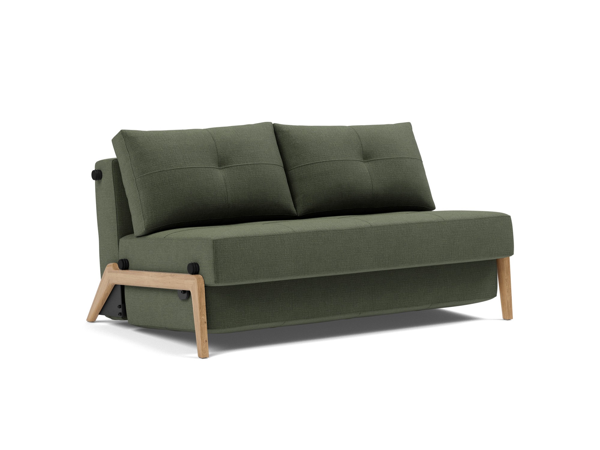 Schlafsofa Cubed 140 Chenille Esina 413-Olive-Green Beine Eiche
